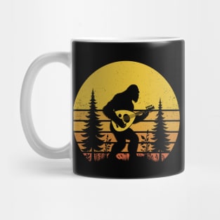 Bigfoot Sasquatch Playing the Oud Vintage Sunset Oriental Music Mug